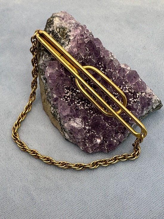 Other - Vintage 1/20 12k GF Gold-Tone Tie Clip with Chain